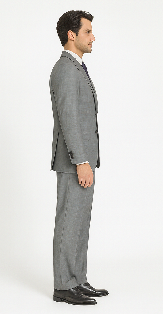 Pompey Collection - Men's Glen Plaid Dress Suit 2 Piece Regular Fit in Gray