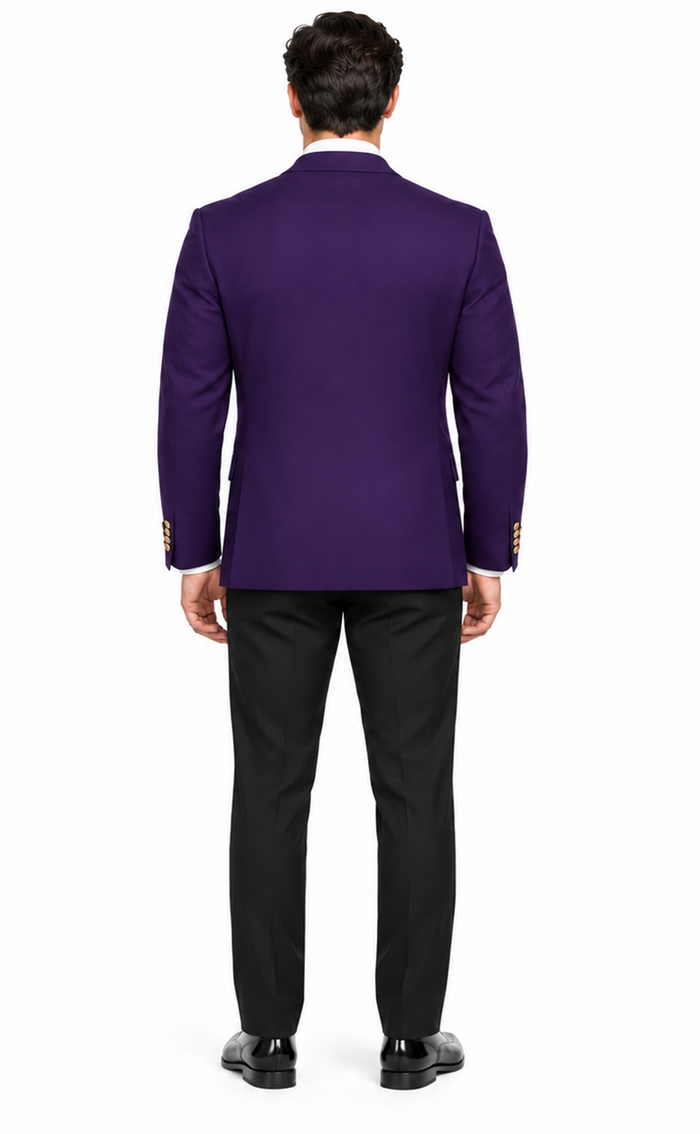 Poplin Fabric Pacelli Solid 2 Button Purple Blazer BLAIR-70049