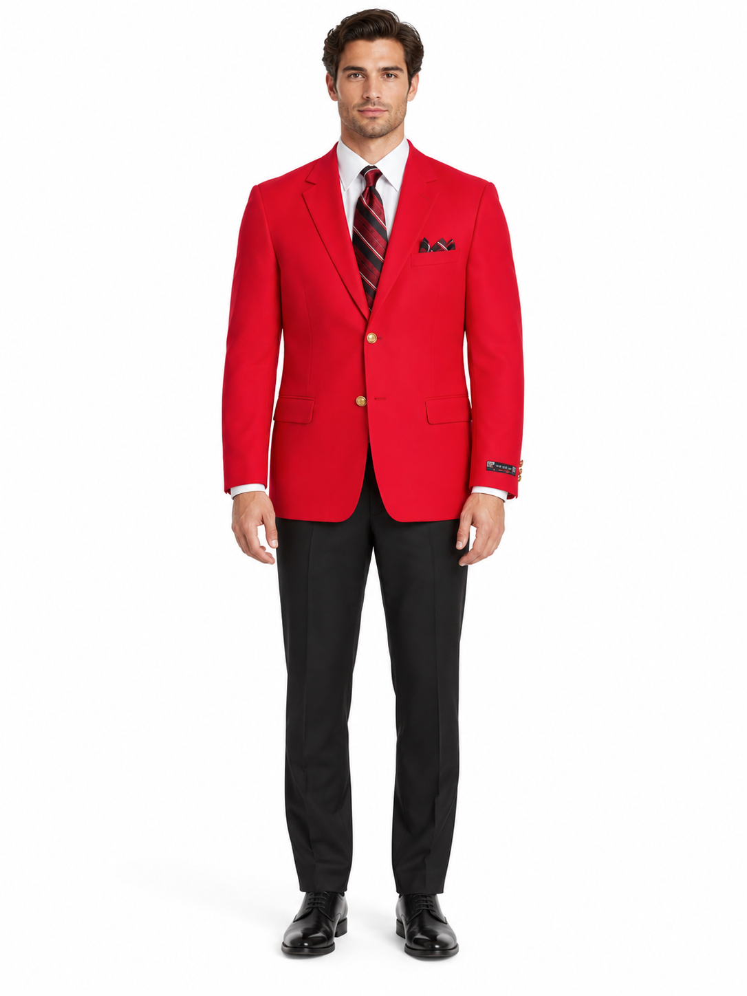 Poplin Fabric Pacelli Solid 2 Button Red Blazer BLAIR-70008