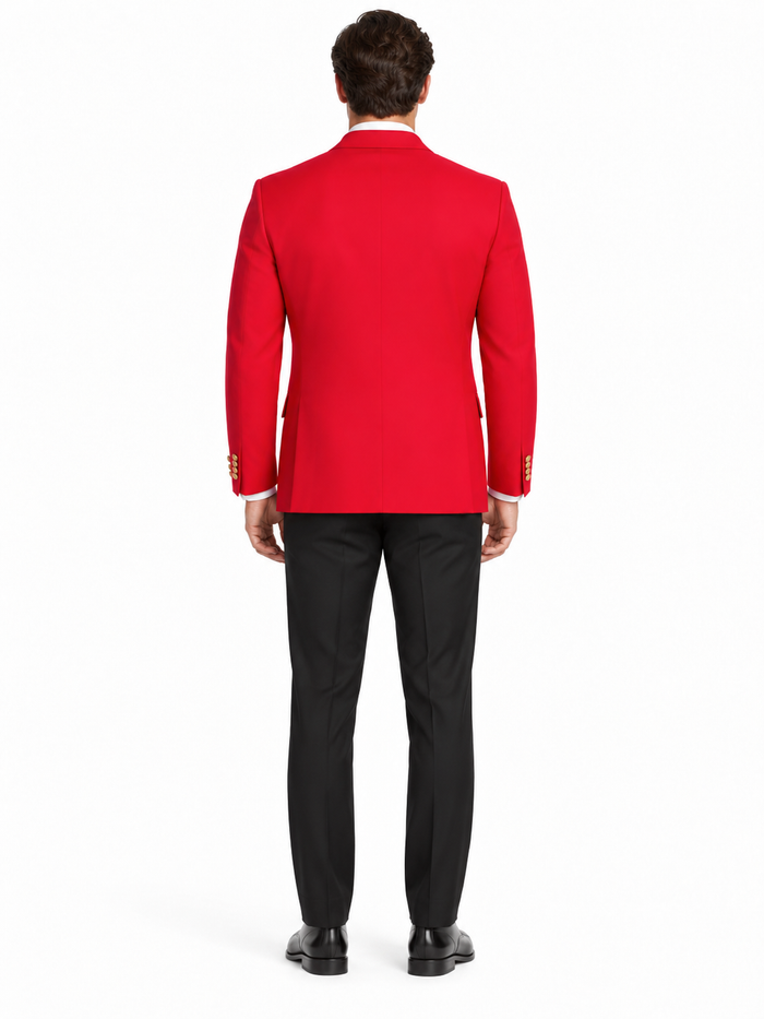 Poplin Fabric Pacelli Solid 2 Button Red Blazer BLAIR-70008