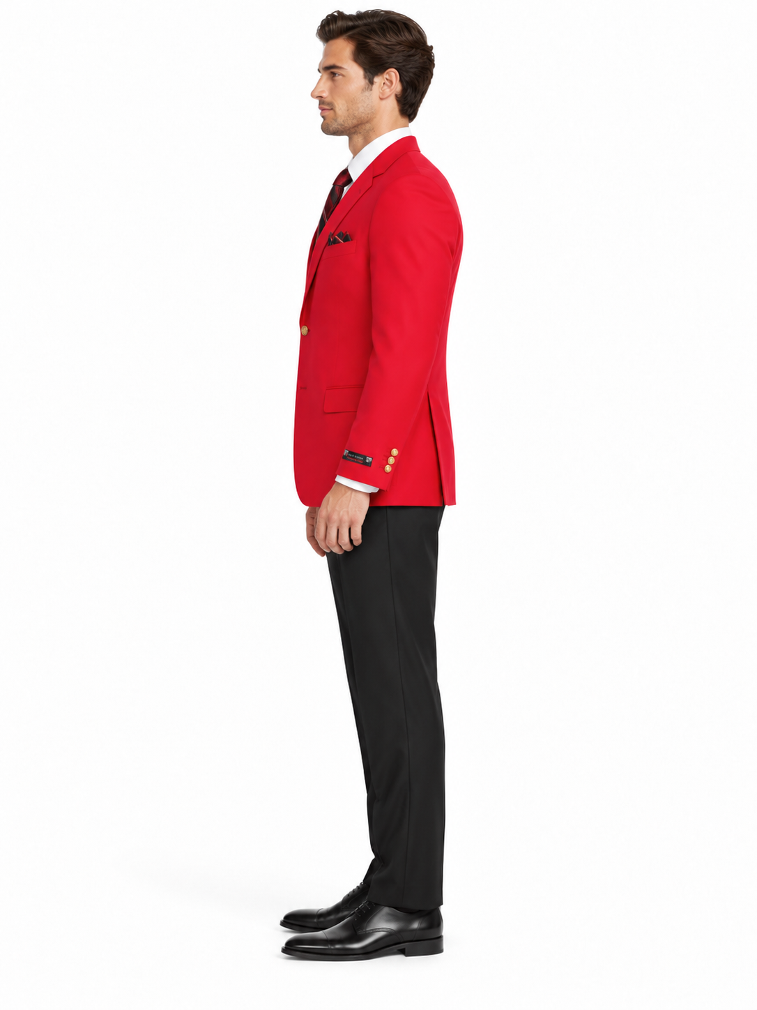Poplin Fabric Pacelli Solid 2 Button Red Blazer BLAIR-70008