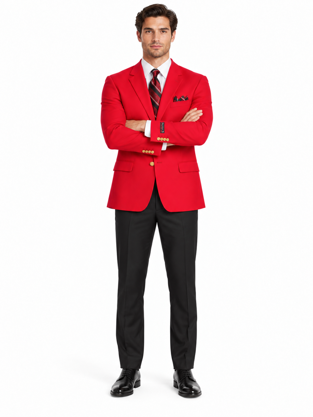 Poplin Fabric Pacelli Solid 2 Button Red Blazer BLAIR-70008