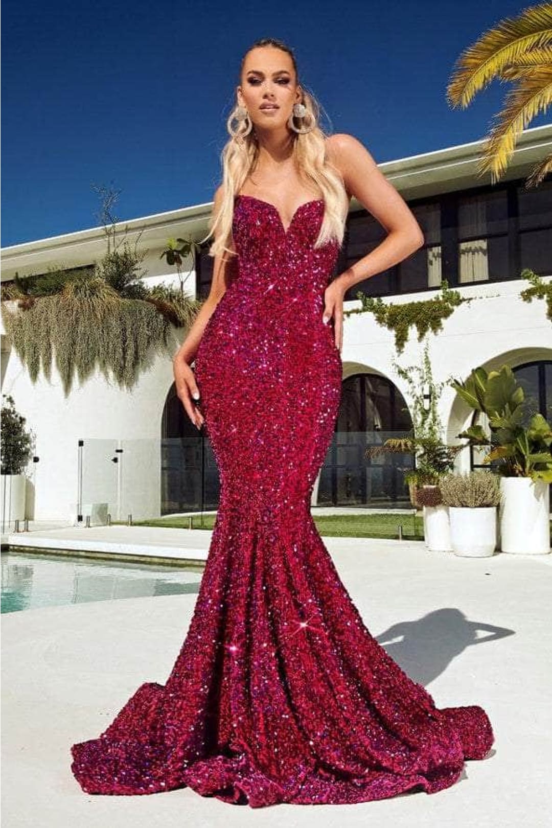 Portia and Scarlett PS21208 -long- Strapless Velvet Sequin Gown