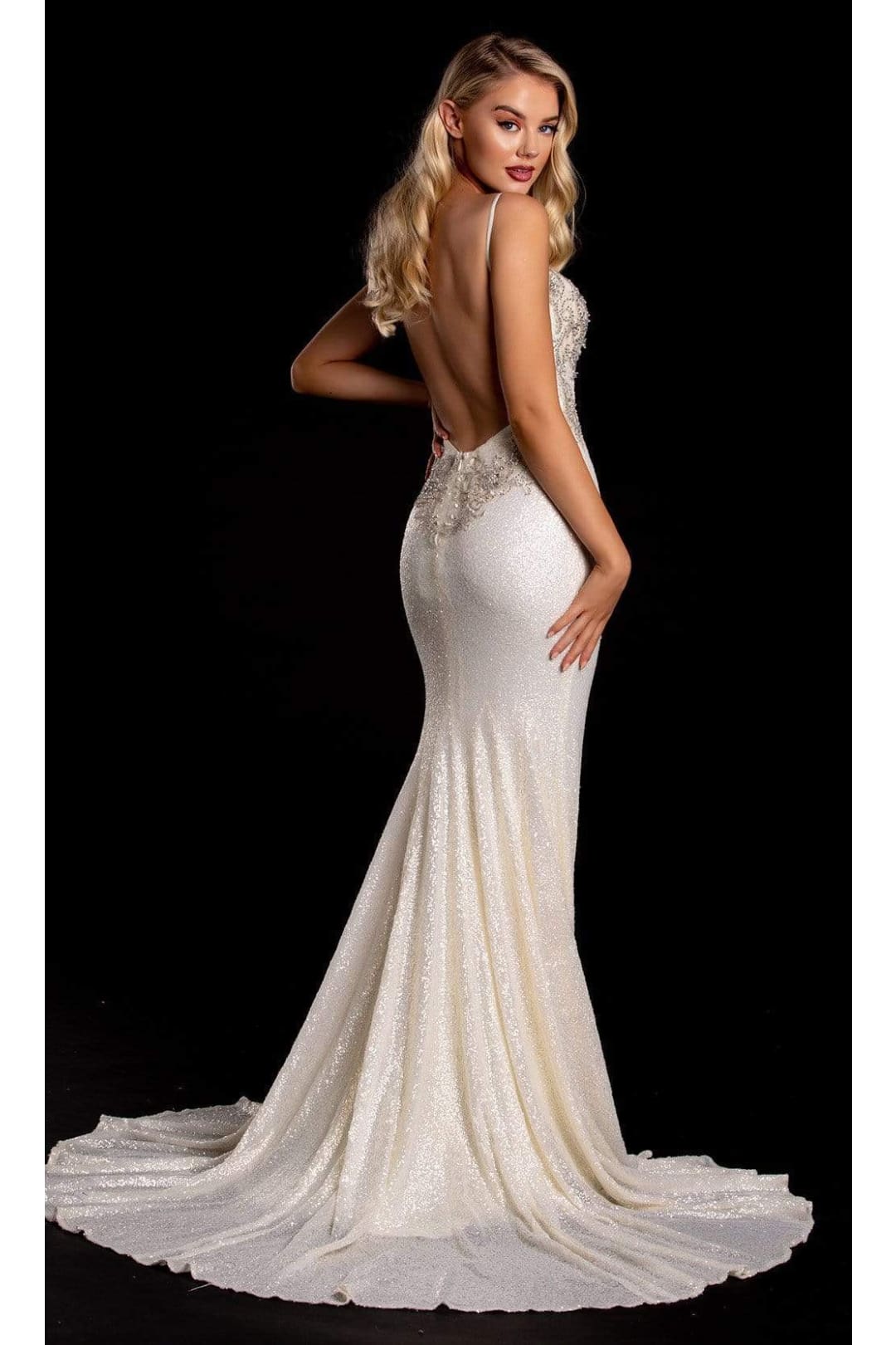 Portia and Scarlett PS21237 -long- Beaded Backless Junior Prom Gown for a Stunning Silhouette