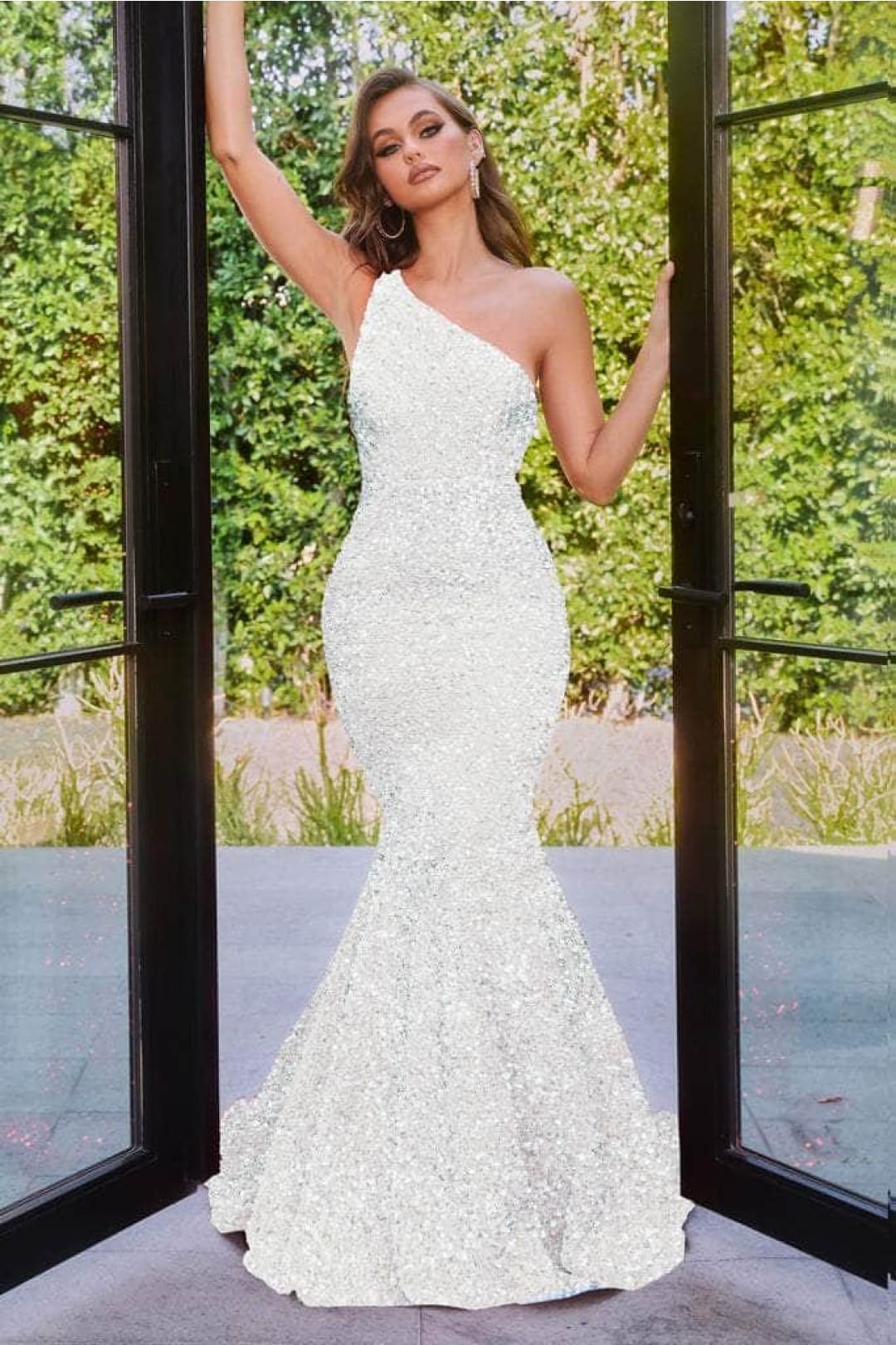 Portia and Scarlett PS22350 -long- One-Shoulder Sequin Mermaid Gown