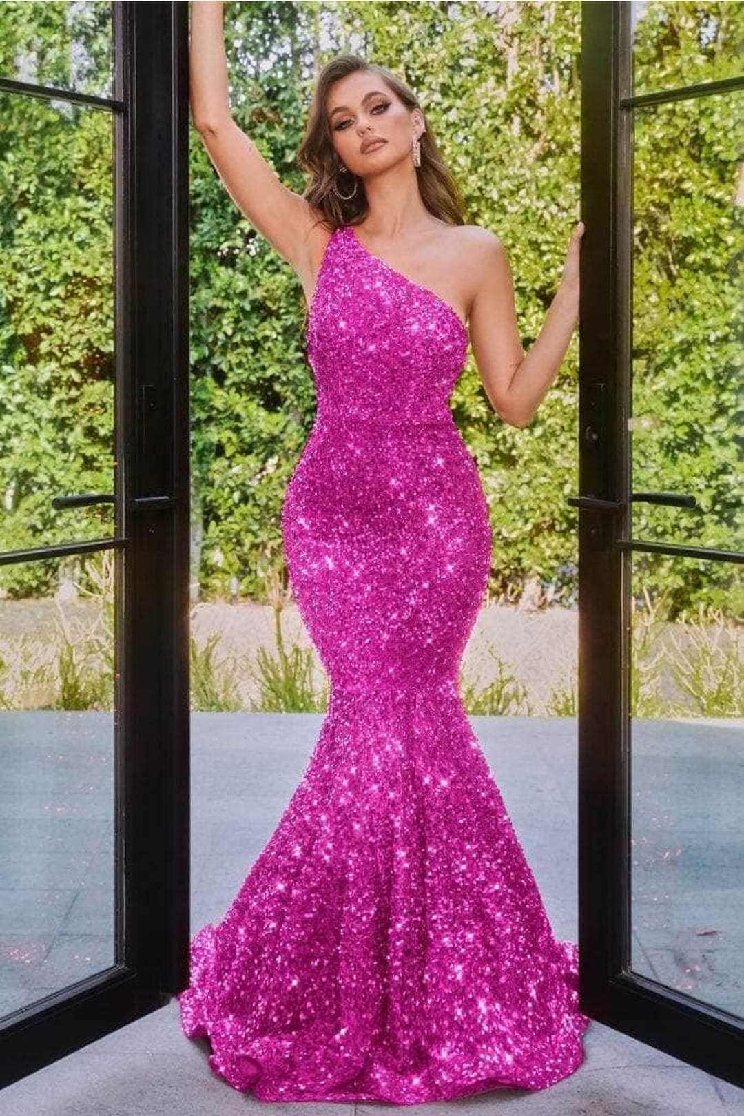 Portia and Scarlett PS22350 -long- One-Shoulder Sequin Mermaid Gown