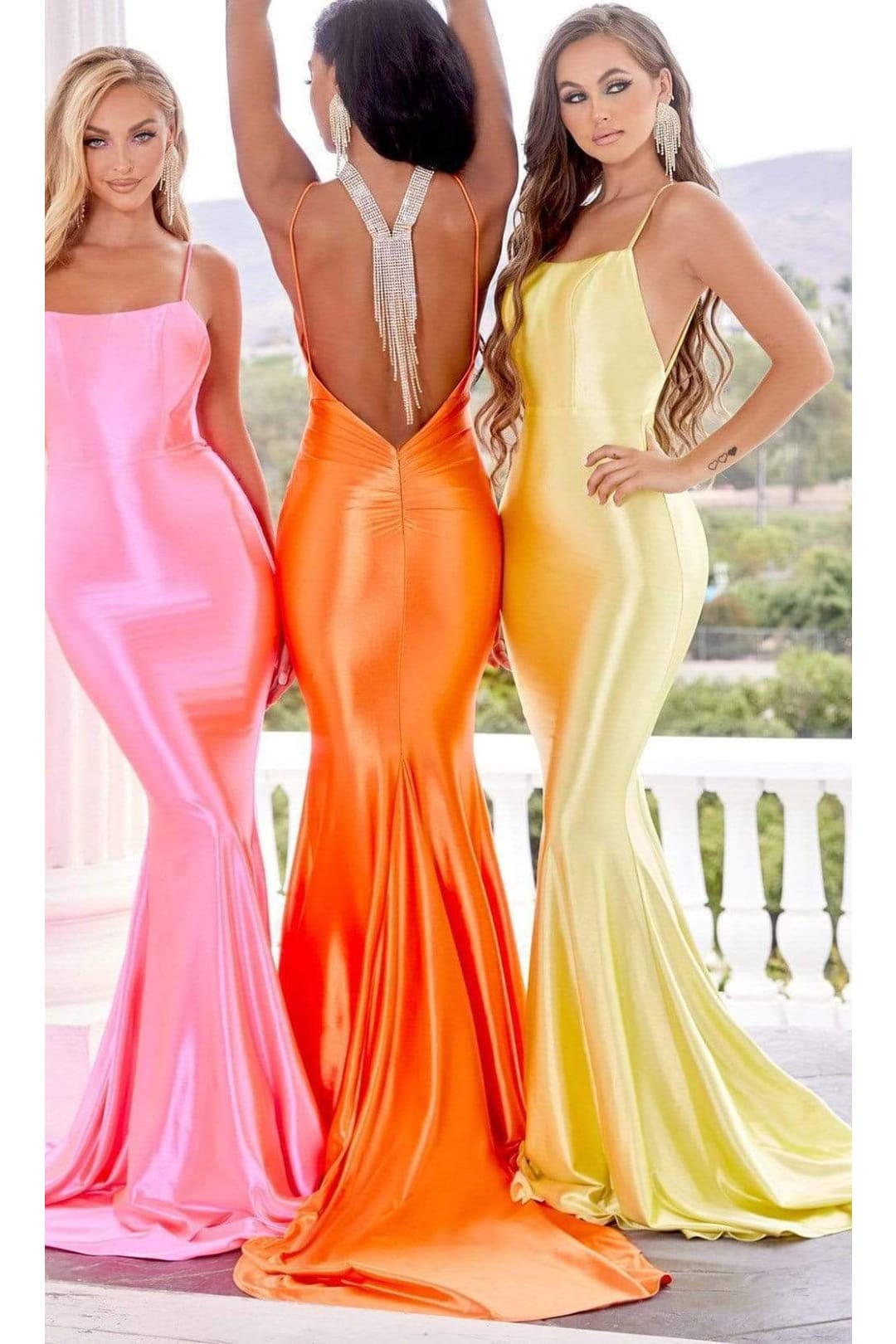 Portia and Scarlett PS22365 - long- Sleeveless Satin Gown with an Open Back Design