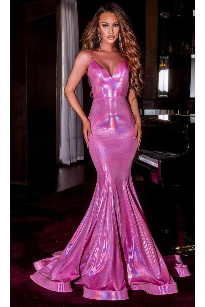 Portia and Scarlett PS22528 -long- Backless Metallic Evening Dress