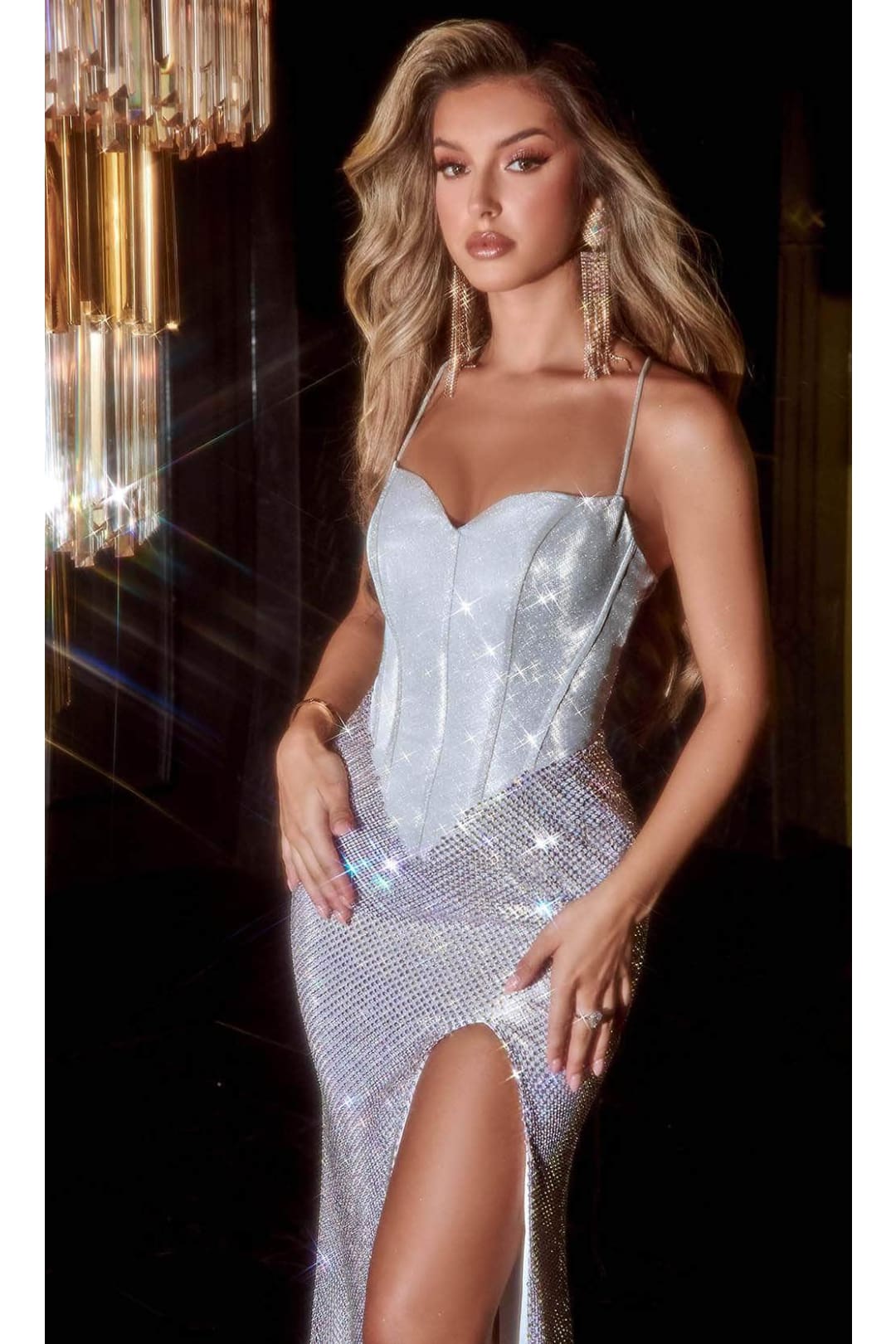 Portia and Scarlett PS22539 -long- Iridescent Sweetheart Long Gown for a Dazzling Effect