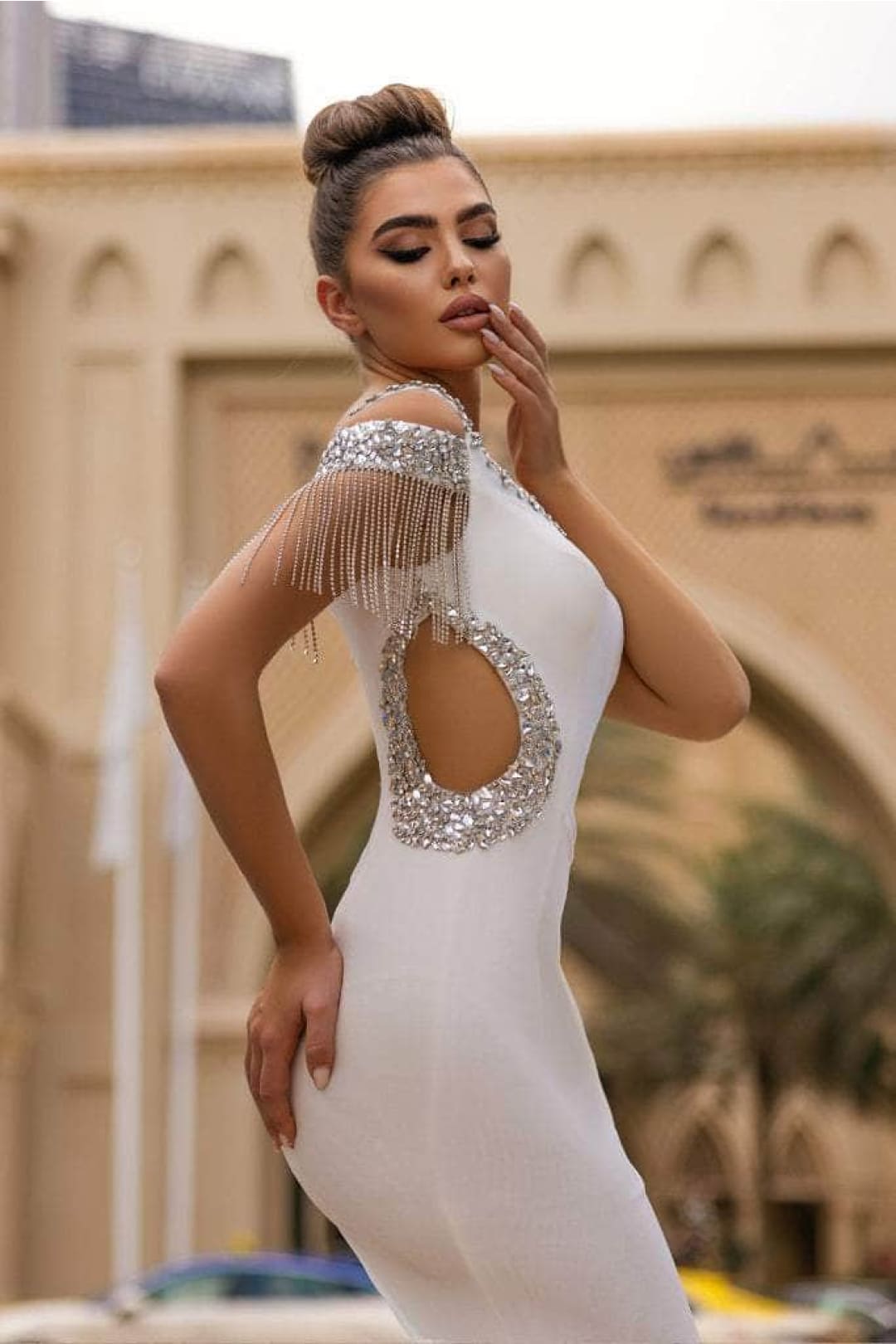 Portia and Scarlett PS23030 long Bejeweled Velvet Evening Gown for Luxe Style