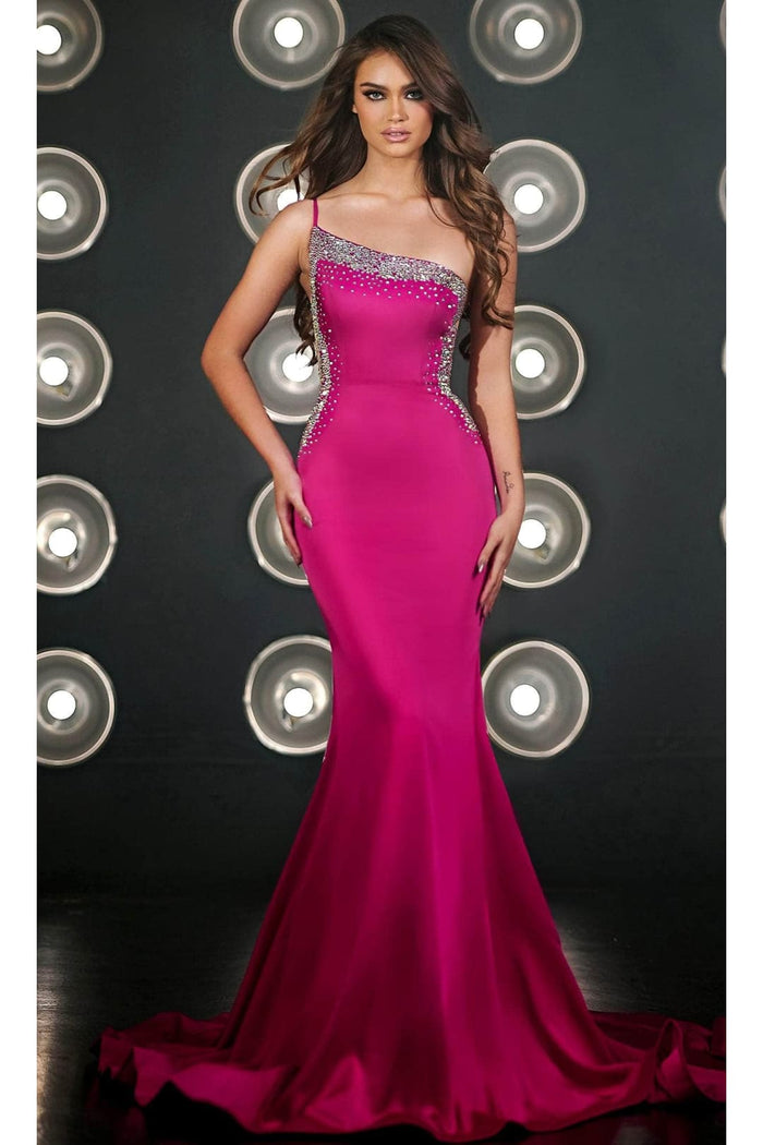 Portia and Scarlett PS23345 -long- Asymmetrical Prom Gown with Beaded Details