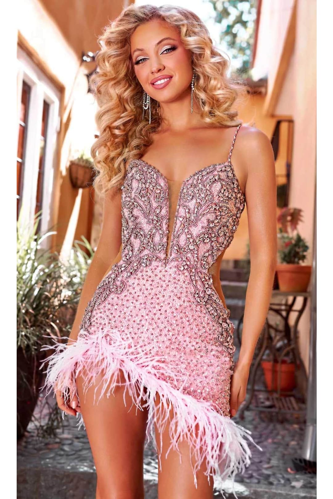 Portia and Scarlett PS23555C - short-Plunging Beaded Homecoming Dress