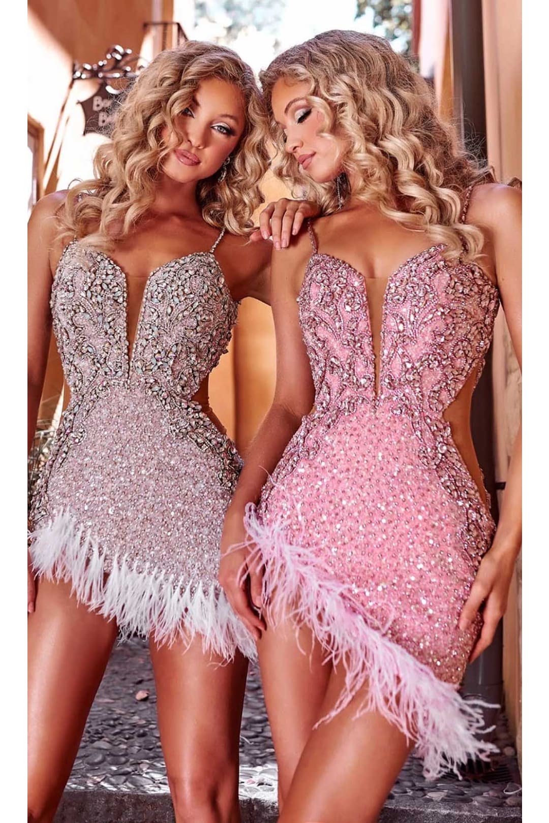 Portia and Scarlett PS23555C - short-Plunging Beaded Homecoming Dress