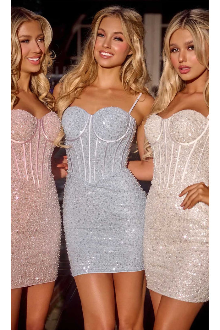Portia and Scarlett PS24004 - Sequin Bustier Homecoming Dress for a Glamorous Touch