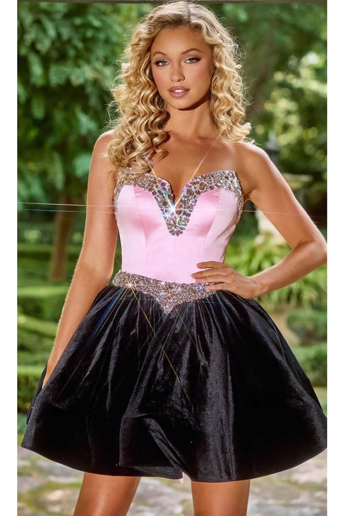 Portia and Scarlett PS24014 -short- A-Line Cocktail Dress with Beaded Trim