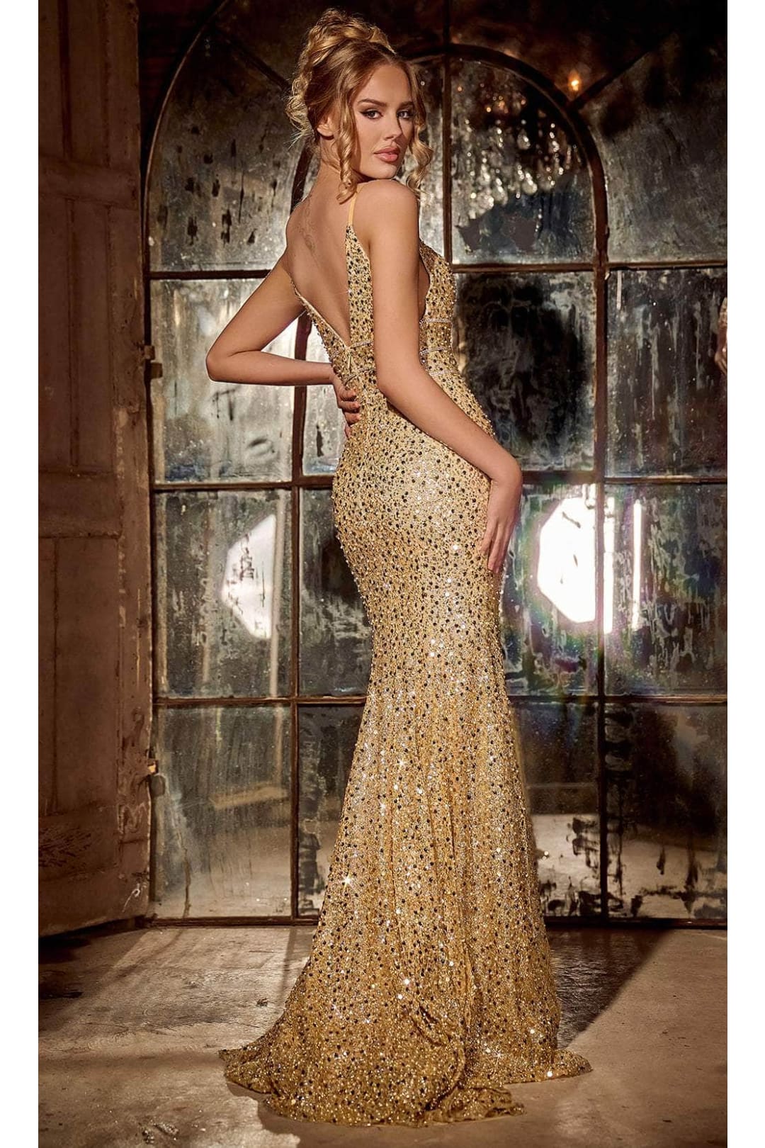 Portia and Scarlett PS24041 -long- Sequin Plunge Prom Dress