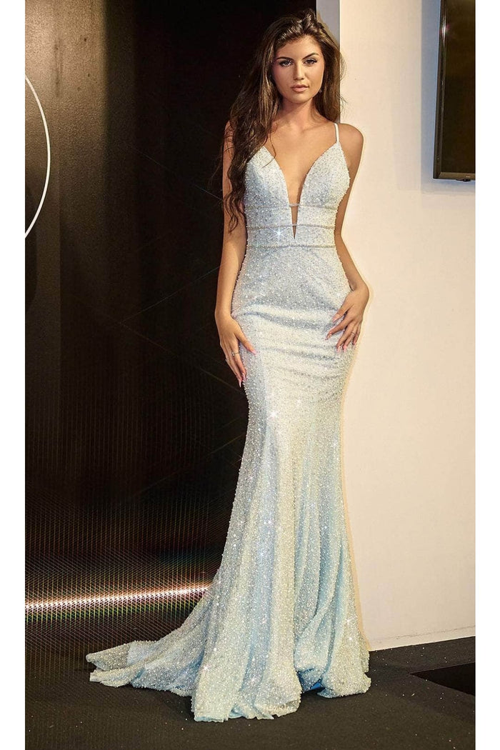 Portia and Scarlett PS24041 -long- Sequin Plunge Prom Dress