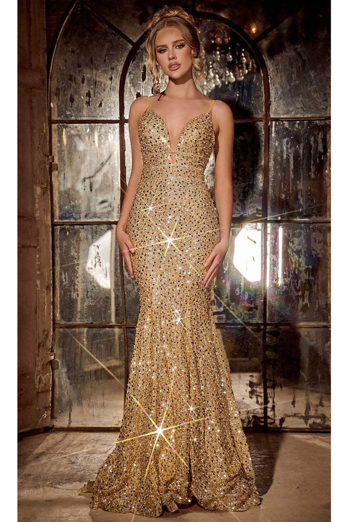 Portia and Scarlett PS24041 -long- Sequin Plunge Prom Dress