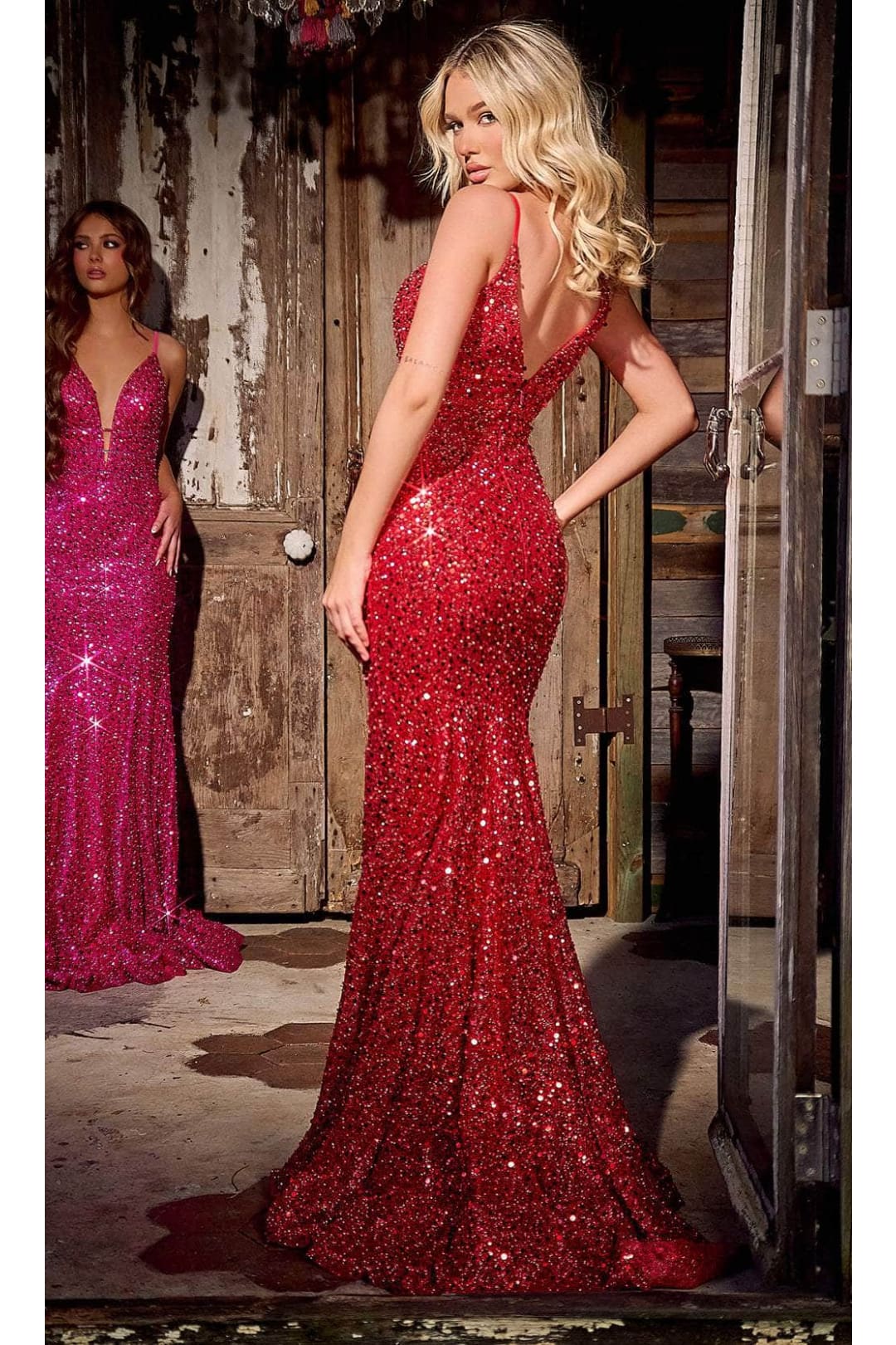 Portia and Scarlett PS24041 -long- Sequin Plunge Prom Dress