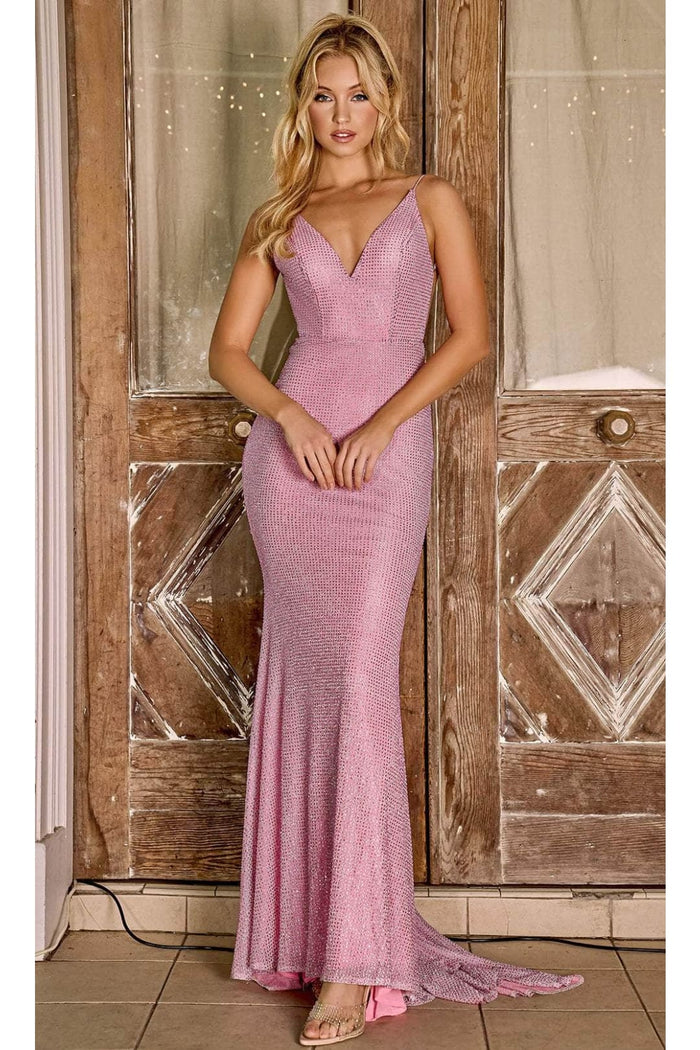 Portia and Scarlett PS24100 - long- Backless Prom Dress with Beaded Accents
