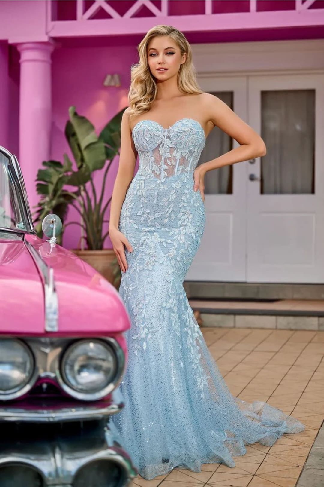 Portia and Scarlett PS24144 -long- Mermaid Prom Gown with Lace AppliquÃ©s