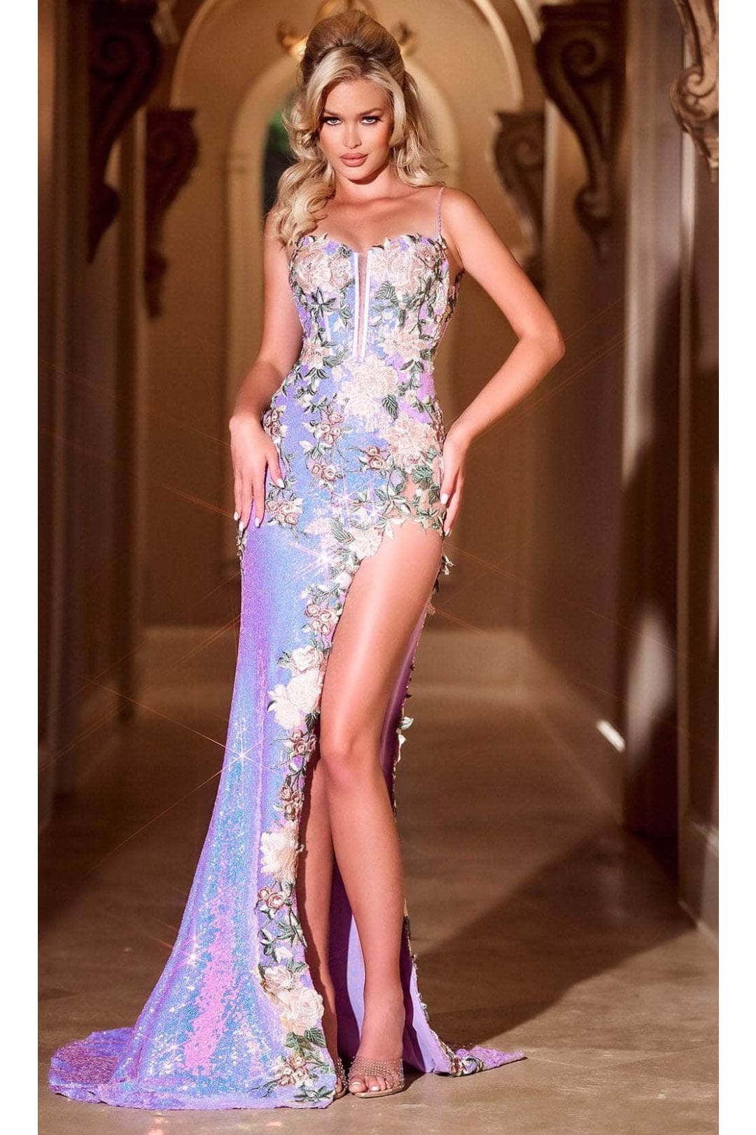 Portia and Scarlett PS24221 -long- Floral Embroidered Prom Dress