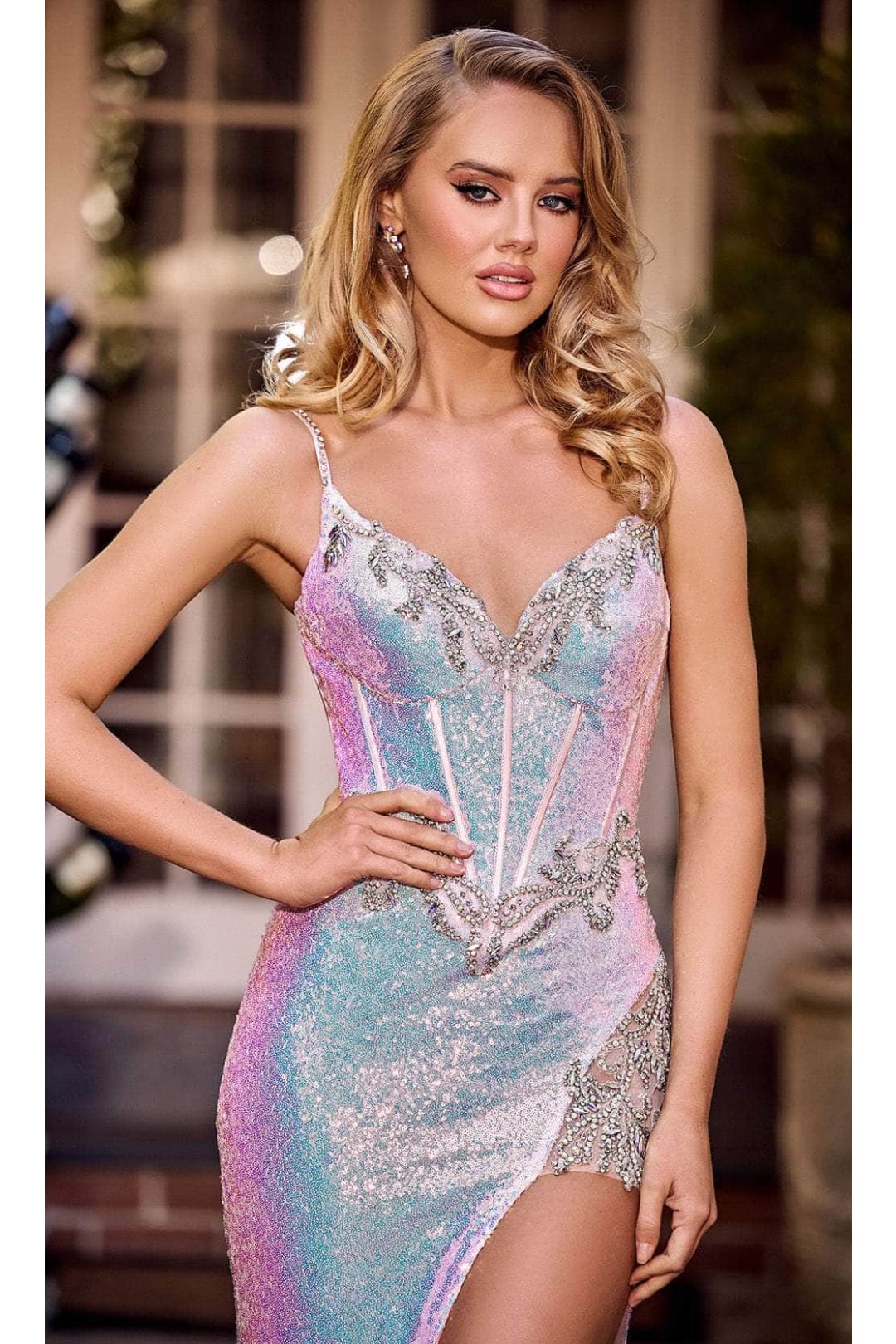 Portia and Scarlett PS24292 -long- Prom Dress with Jeweled High Slit