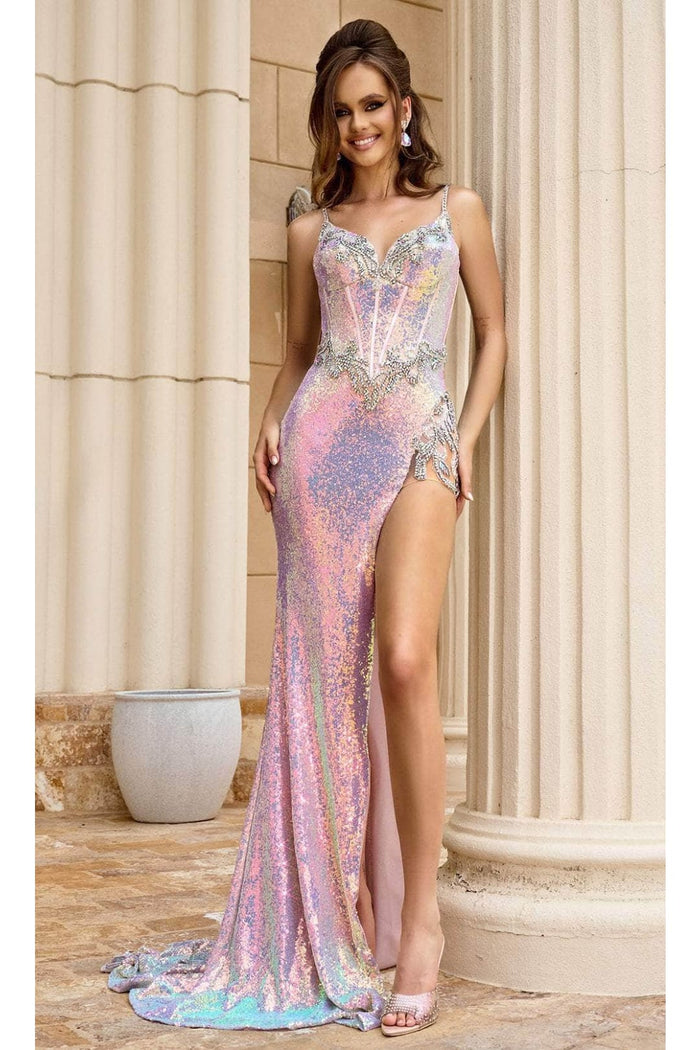 Portia and Scarlett PS24292 -long- Prom Dress with Jeweled High Slit