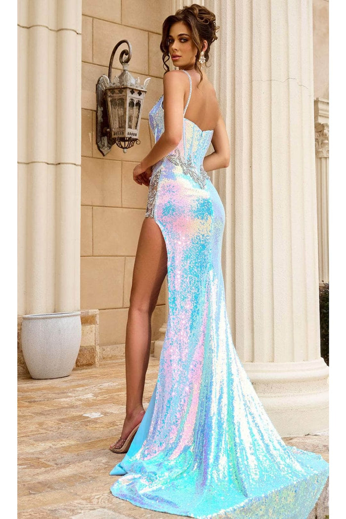 Portia and Scarlett PS24292 -long- Prom Dress with Jeweled High Slit