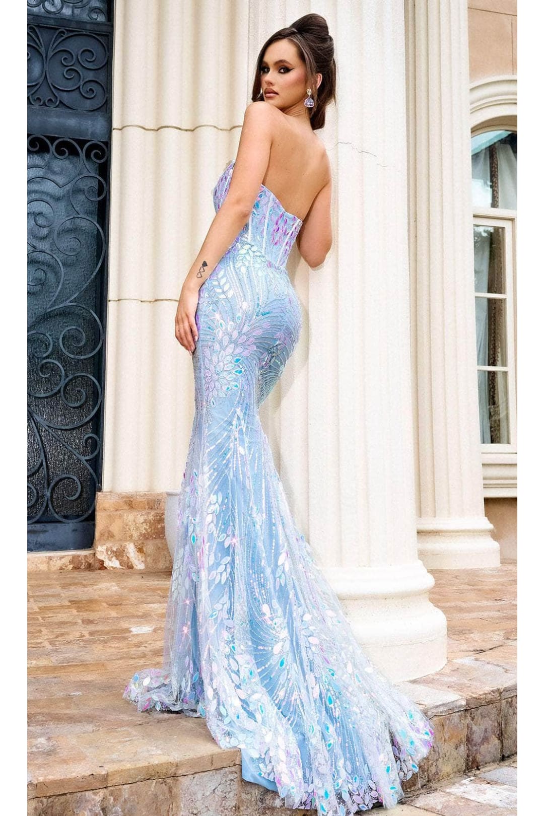 Portia and Scarlett PS24316 -long- Strapless Prom Gown with Corset Bodice