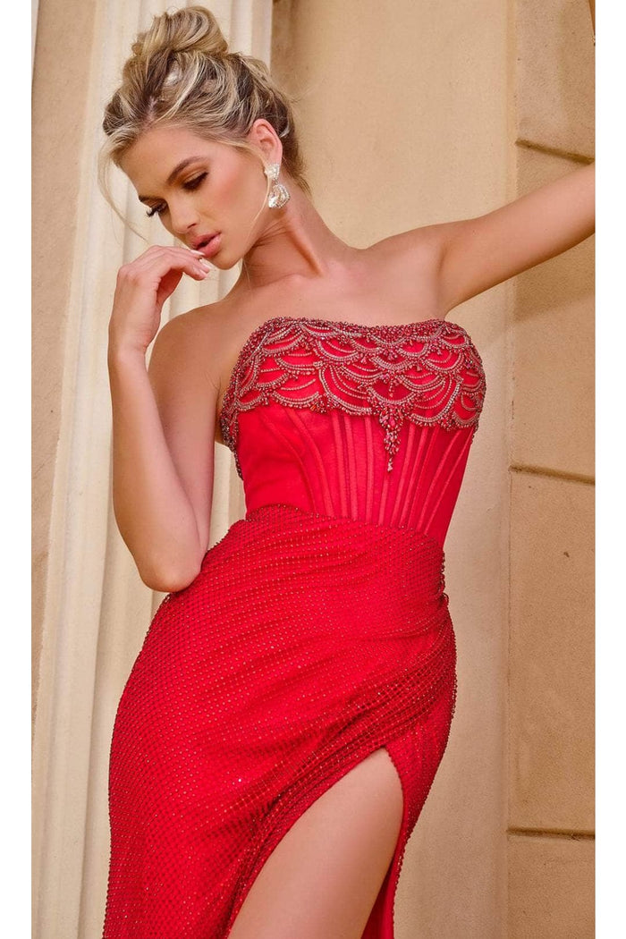 Portia and Scarlett PS24508 -long- Scoop Neck Prom Gown with Beaded Net