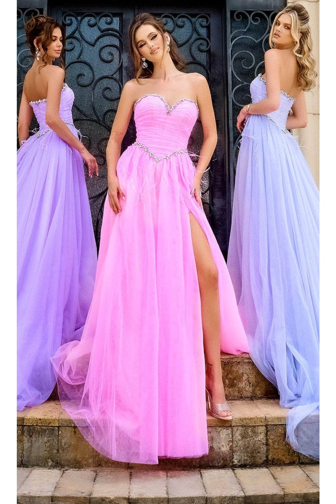 Portia and Scarlett PS24632 -long- Strapless Prom Gown with Beaded Trim