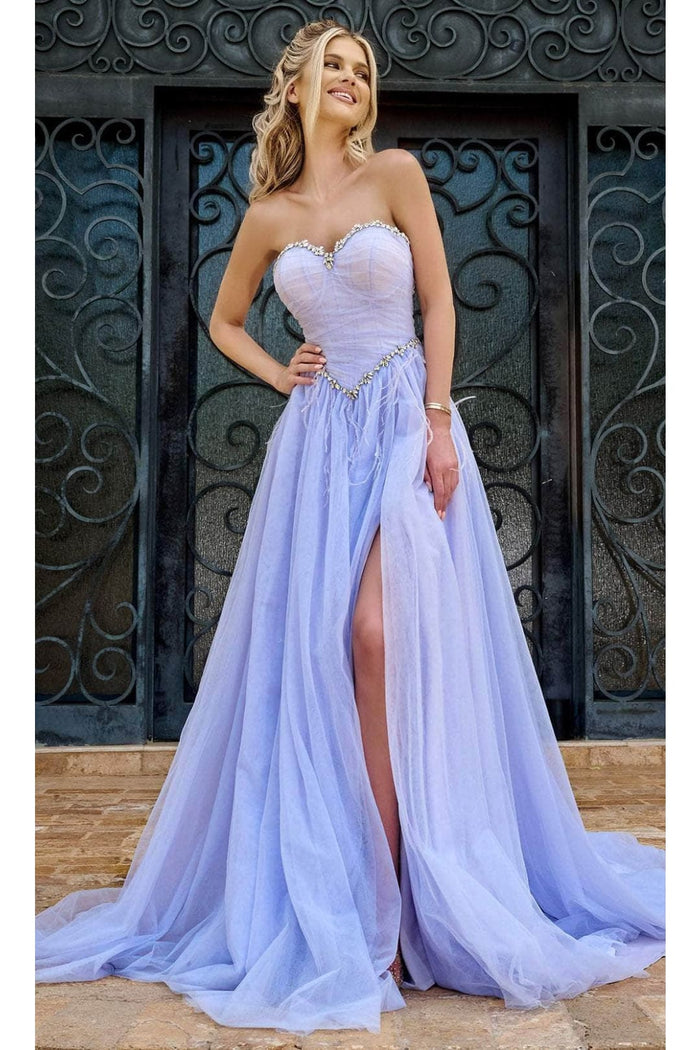 Portia and Scarlett PS24632 -long- Strapless Prom Gown with Beaded Trim