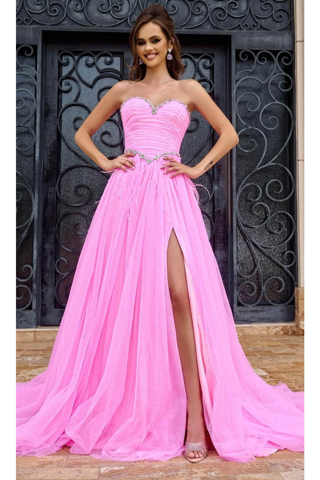 Portia and Scarlett PS24632 -long- Strapless Prom Gown with Beaded Trim