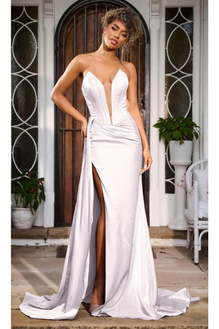 Portia and Scarlett PS24634E -long- Evening Gown with Plunging V-Neck and Corset Design