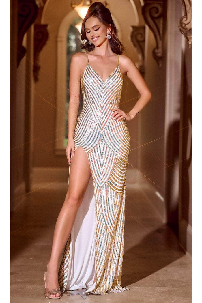 Portia and Scarlett PS24816X -long- Prom Dress with Chevron Motif