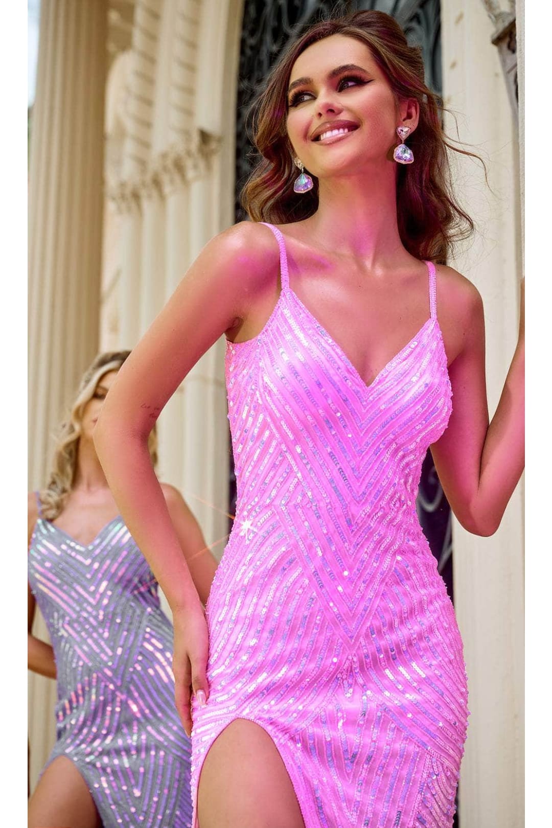 Portia and Scarlett PS24816X -long- Prom Dress with Chevron Motif