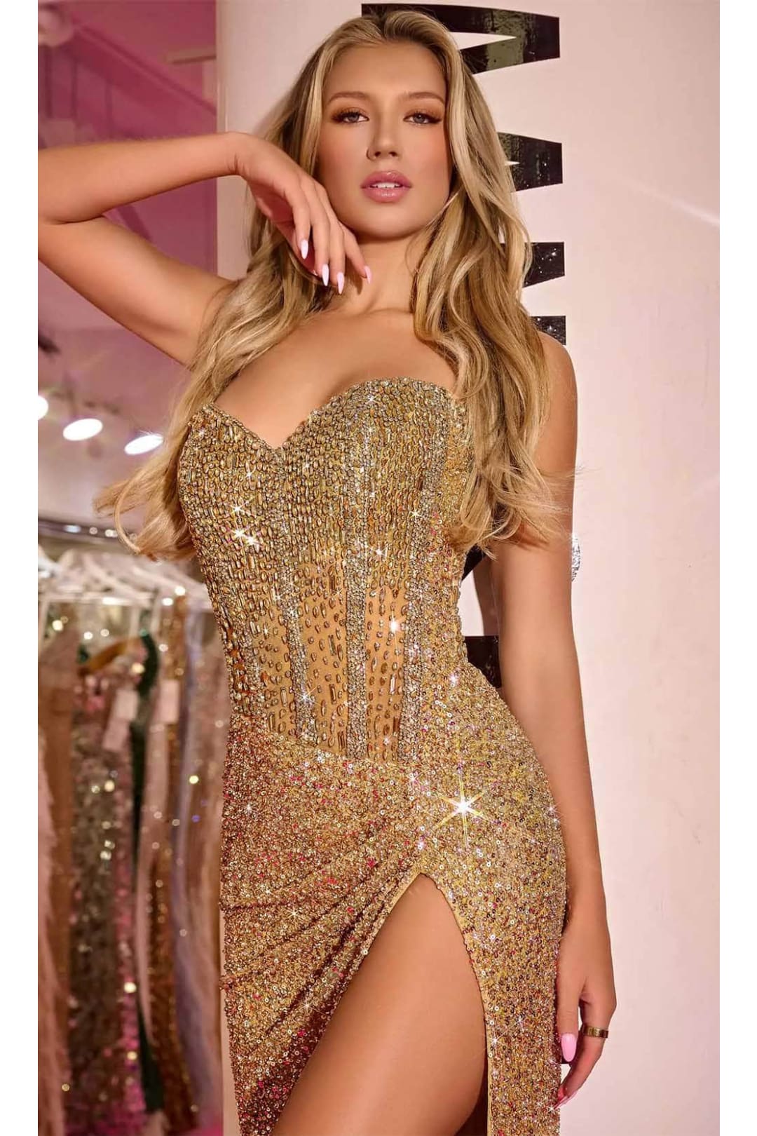Portia and Scarlett PS24850C -long- Strapless Corset Evening Gown
