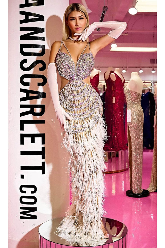Portia and Scarlett Silver & Nude Couture Prom Evening Dress PS24861C