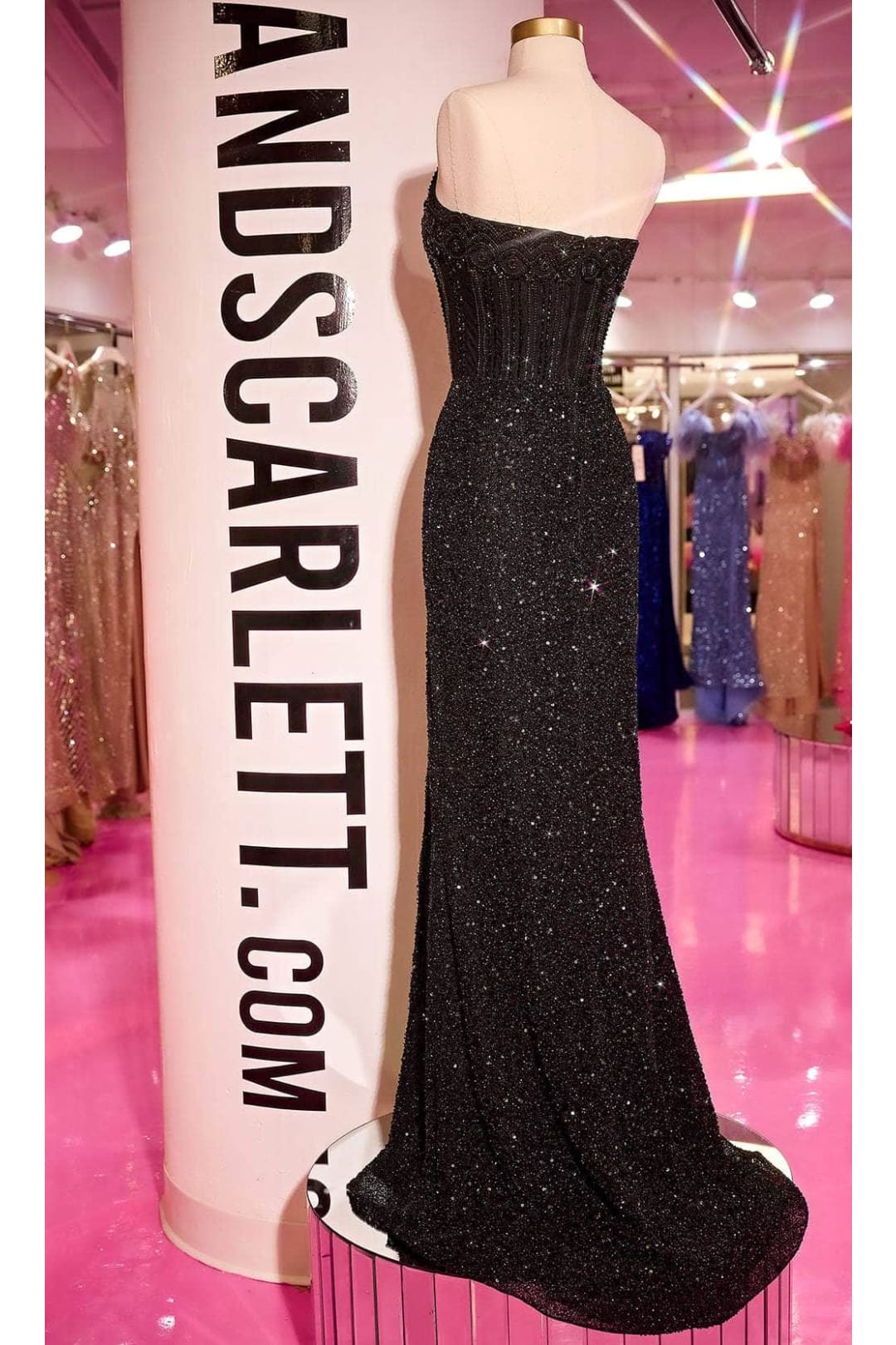 Portia and Scarlett PS24877C -long- Corset Evening Gown with Scoop Neck