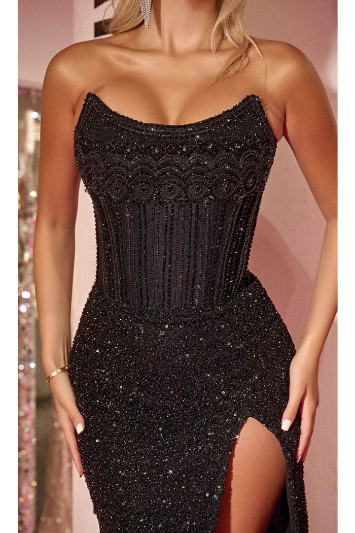 Portia and Scarlett PS24877C -long- Corset Evening Gown with Scoop Neck