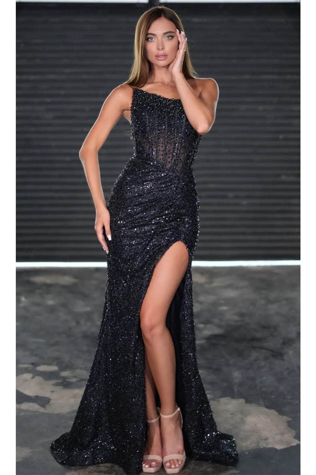 Portia and Scarlett PS24942 - long - Asymmetrical Prom Dress with Embellishments