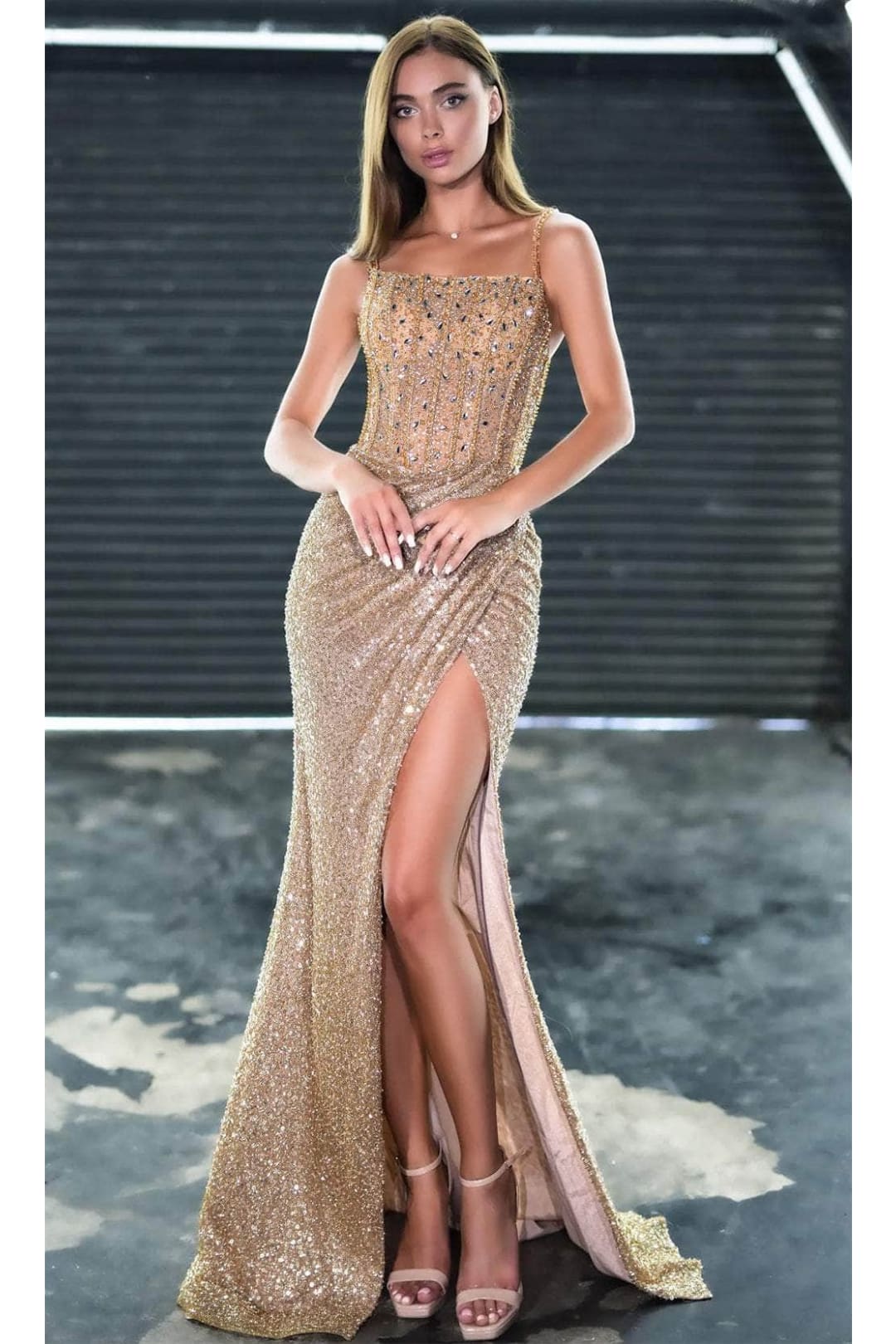 Portia and Scarlett PS24943 - long- Draped Skirt Prom Dress
