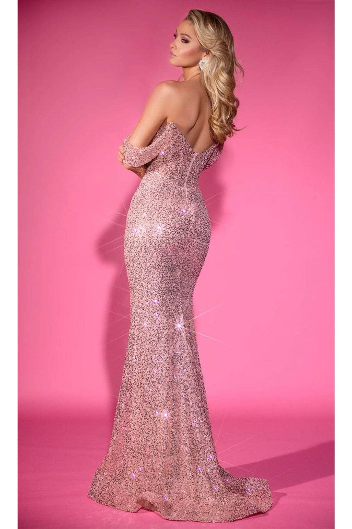 Portia and Scarlett PS25226 - Off-Shoulder Sparkling Sequin Prom Gown