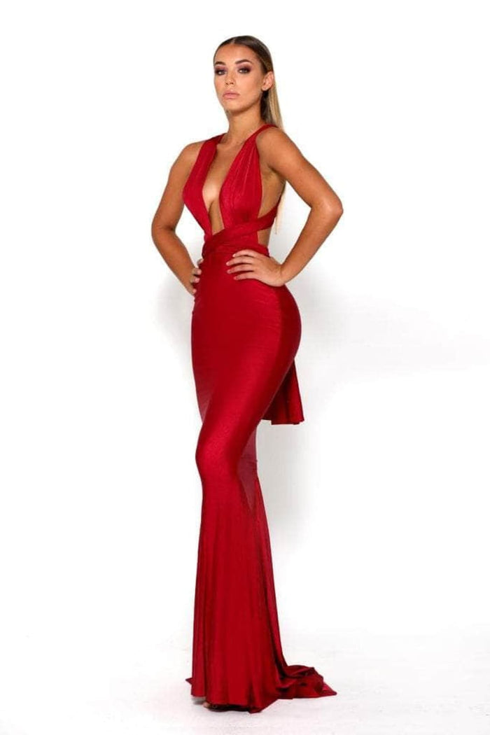 Portia and Scarlett PS6110 -long- Formal Dress with Plunging Neck and Sheath Silhouette