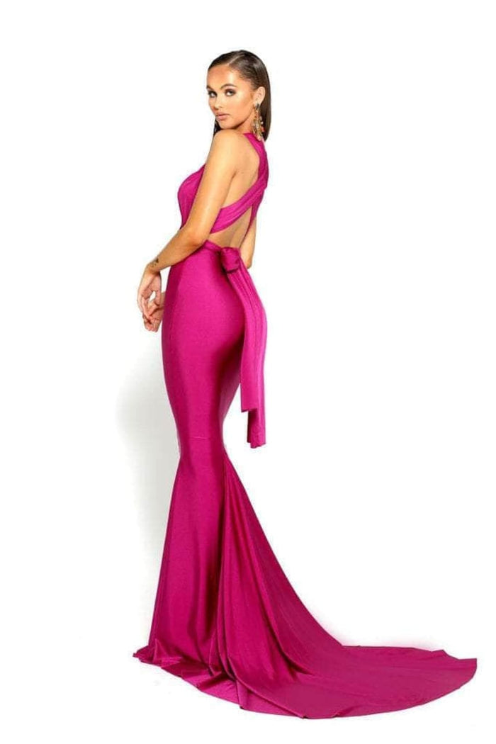 Portia and Scarlett PS6110 -long- Sleeveless Crisscross Back Prom Dress for a Stylish Touch