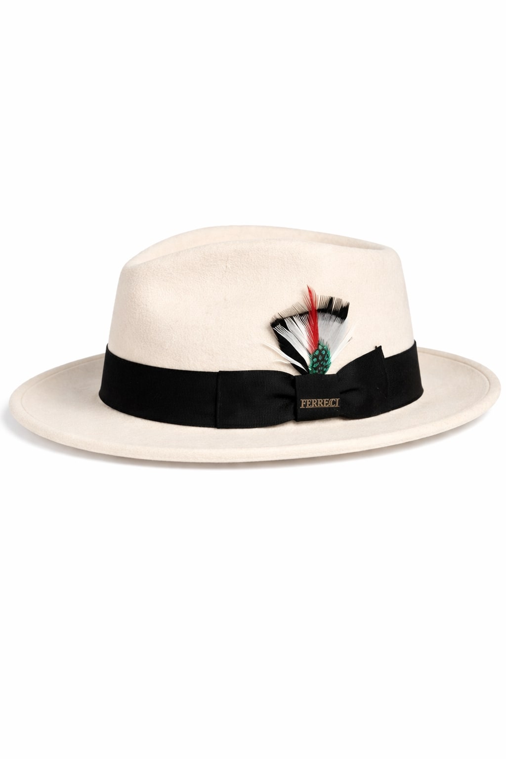 Gangster Wool Fedora Hat With Removable Feather