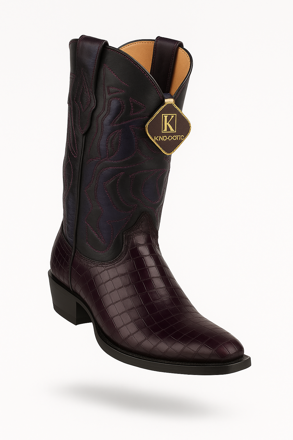 King Exotic Snip Toe Eel Boots Burnished Purple