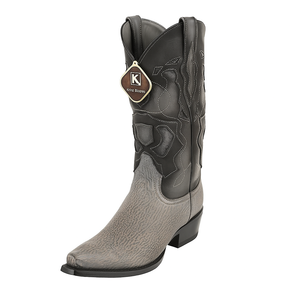 King Exotic Gray Sharkskin Snip Toe Boots