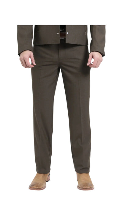Men's Brown Western Suit 2-Piece - Cowboy Suit with Western Yoke & Pearl Snaps
